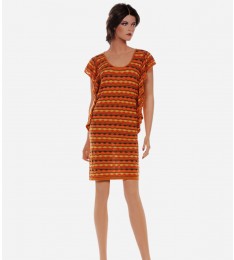 Saffron Silk Knit Dee Ruffle Sweater Dress