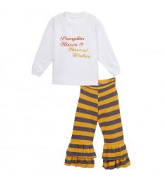 White 'Pumpkin Kisses' Top & Mustard Pants