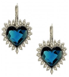 Blue Heart Crystal Drop Earrings