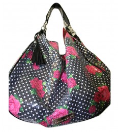 Black Floral Sequin Hobo Bag