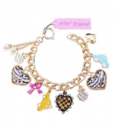 Zebra Gold Heart Charm Bracelet