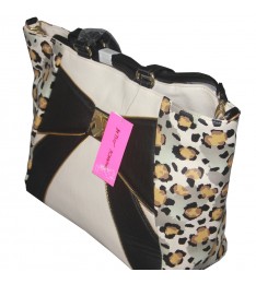 Multicolor Bone Zipped Tote Handbag