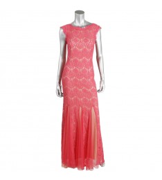  Red Lace Sleeveless Maxi Cocktail Dress 