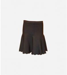 Black Flared Scalloped Bandage Power Skirt