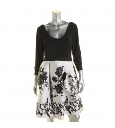 Black & Ivory Pleated Cocktail Dress