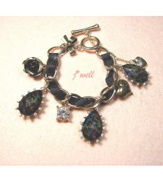 Black Leopard Crystal Short Bracelet