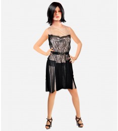 Black Pleated Lace Cocktail Dress