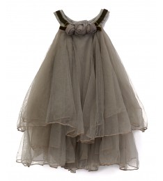 Grey Rosette Tulle Dress - Kids