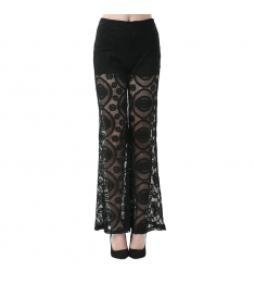 Black Crochet Flare Pants