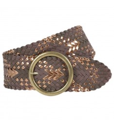 Brown/Gold Non-Leather Braided Woven Belt