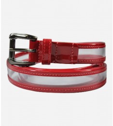 Red Clear Plastic Patent Leather Belt