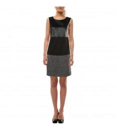 Black Faux-Leather Sheath Dress