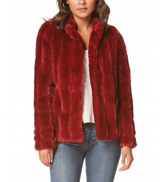 Burgundy Faux-Fur Collared Jacket