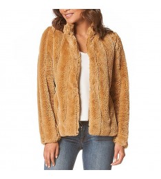 Camel Faux-Fur Collared Jacket