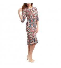 Ivory & Red Paisley Shift Dress