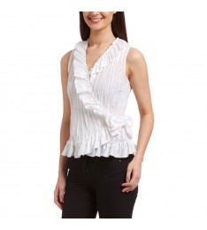White Ruffle Wrap Top