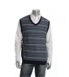 Striped V Neck Vest Sweater
