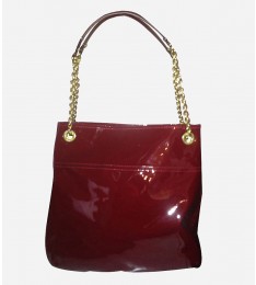 Crimson Red patent Leather Slim Tote Bag