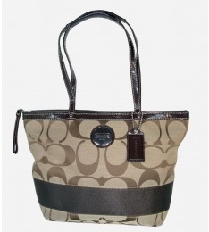 Brown Signature Stripe Tote