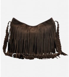 Coffee Fringe Tassel Faux Suede Bag