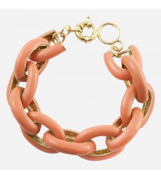 Coral Enamel Link Bracelet