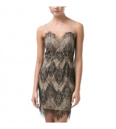 Black & Tan Lace Sweetheart Dress