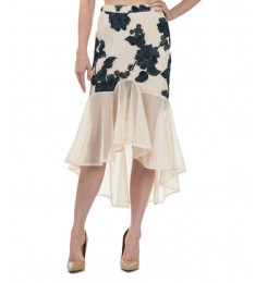 Ivory & Navy Floral Hi-Low Skirt
