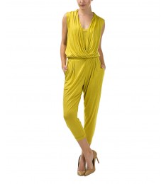 Mustard Drape-Front Surplice Jumpsuit