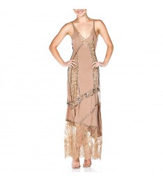 Nude Lace Sleeveless Maxi Dress