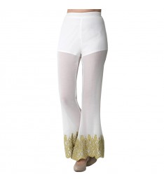 Off-White Lace-Hem Flare Pants