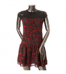 Black & Red Tiered Chiffon Dress 
