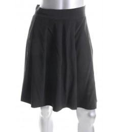 Black Pleated Silk A-line Skirt