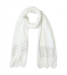 White Lace-Accent Scarf
