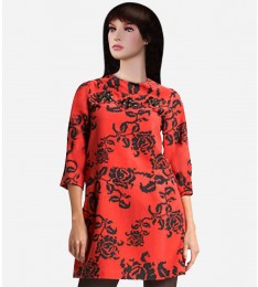 Hex Print Dropped Waist Dress