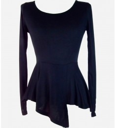 Black Asymmetrical Peplum Top