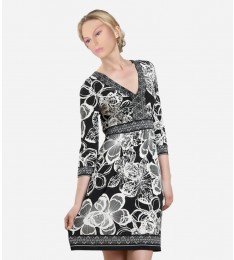 3/4 Sleeve Twin Print Dress