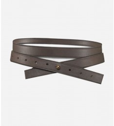 Gray Leather Double Wrap Belt
