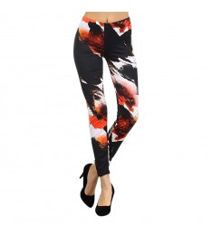 Black & Orange Brushstroke Leggings