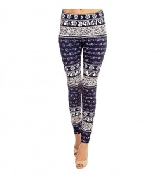 Blue & White Elephant Geo Leggings