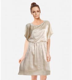 Beige Casual Silk Dress