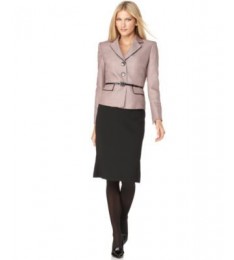 Elizabeth  Belted Two Piece Skirt Suit