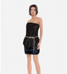 Dark Brown Silk Strapless Blouse
