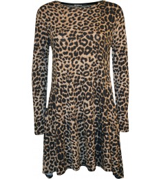 Brown Leopard Print Swing Dress