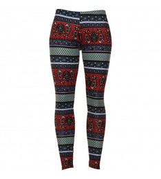 Red & Navy Geometric Leggings