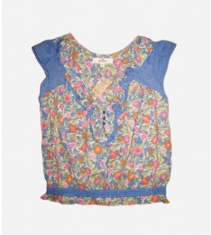 Floral Blue Blouse Top Shirt