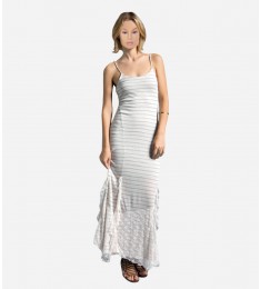 Stripe Maxi Ruffle Slip Dress