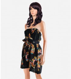 Black Print Swimwear Dress Cover-Up