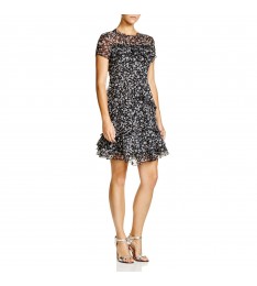 Black & White Floral Daisy Print Ruffle Dress