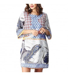 Blue Patchwork Shift Dress