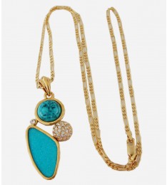Gold Turquoise Pendant Necklace
